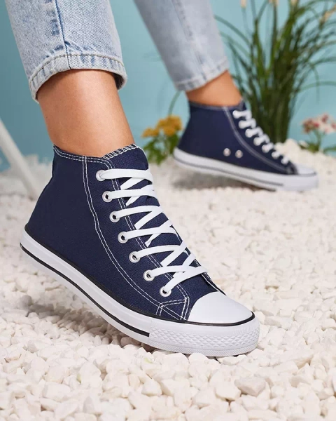 Marineblaue hohe Damen-Sneakers Elavvi - Footwear