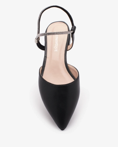 Royalfashion Schwarz Damen Verschönert Schimmer Sohle Flache Absatzsandalen