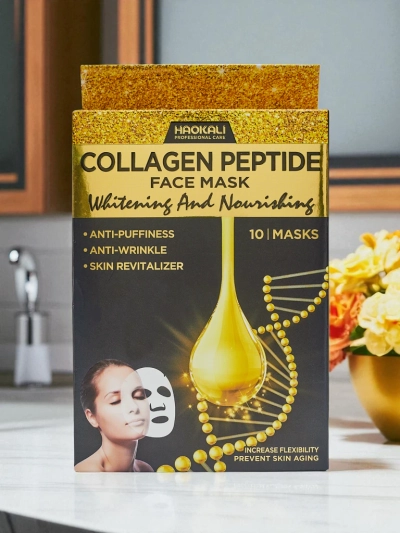 Aurora Collagenus Peptid Maske – Aufhellende Gesichtsmaske Haokali 10 Stk.