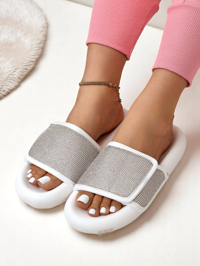 Royalfashion Damen Pantoletten mit flacher Sohle Sparkle Step