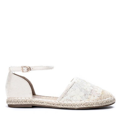 Beige Espadrilles mit Spitzenstickerei von Eliza - Schuhe 1