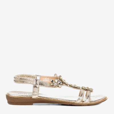 Goldene Damensandalen mit Crisela-Kristallen - Schuhe 1
