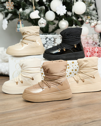 Royalfashion Damen Schlupf-Schneestiefel in hellbraun Dabenda