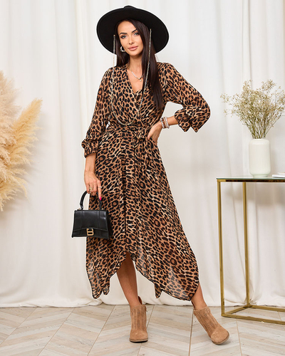 Жіноча довга сукня Royalfasion Brown з модним принтом