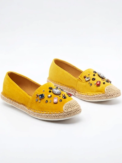 Gelbe Damen-Espadrilles aus Öko-Wildleder mit Zirkonia Mediros - Footwear
