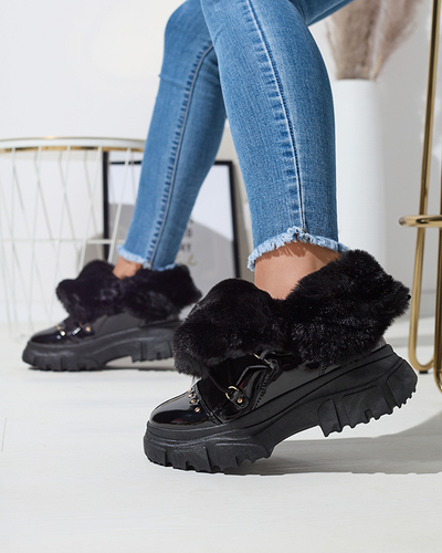 Schwarze Damen-Schneestiefel zum Schnüren Fentes- Footwear
