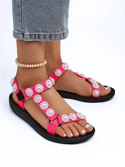 Sandalen Livia Rosa – Bequeme Royalfashion Damen Sandalen mit Perlenstrass