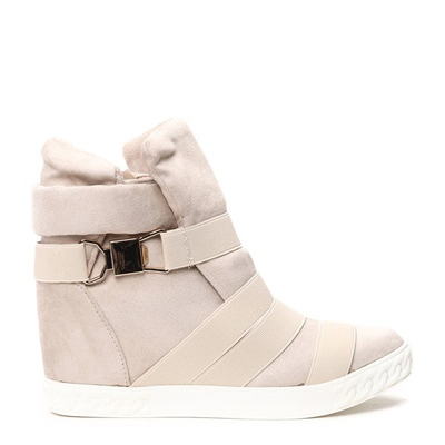 Beżowe sneakersy z ozdobnymi paskami - Obuwie