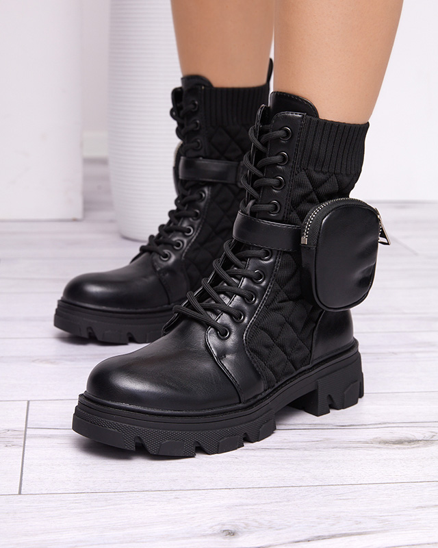 Schwarze hohe Damenstiefel mit Tasche Sareulia - Footwear