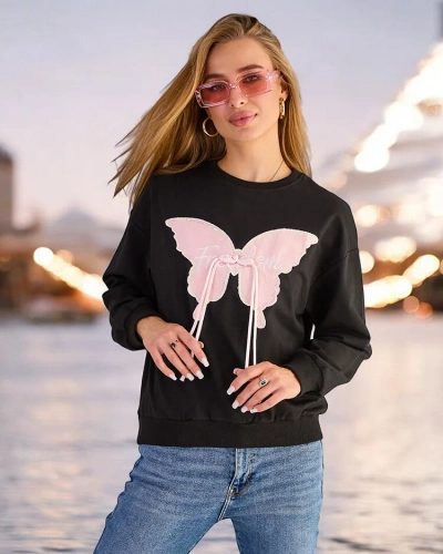 Royalfashion Damen Baumwoll-Sweatshirt mit dünnem Druck