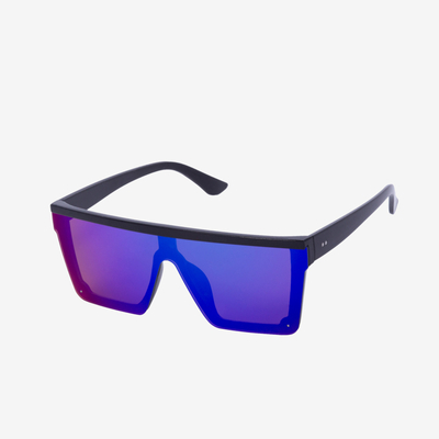 Marineblaue quadratische Damensonnenbrille mit holografischem Rand - Accessoires
