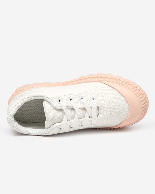 OUTLET Weiße Damensneaker mit rosa Comp-Sohle - Schuhe