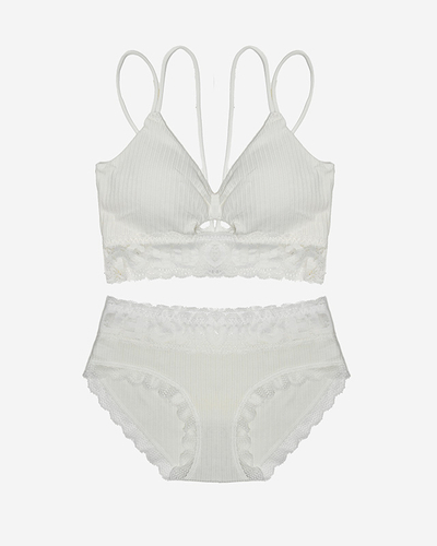 Білий жіночий комплект білизни з мереживом - Нижня білизна