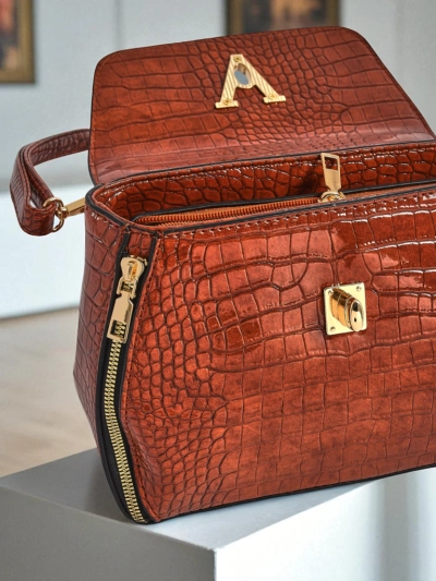Damenhandtasche Vesta Classica – braunes Öko-Wildleder