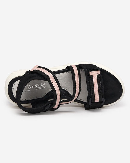 Чорно-рожеві дитячі босоніжки на липучках Modis - Shoes