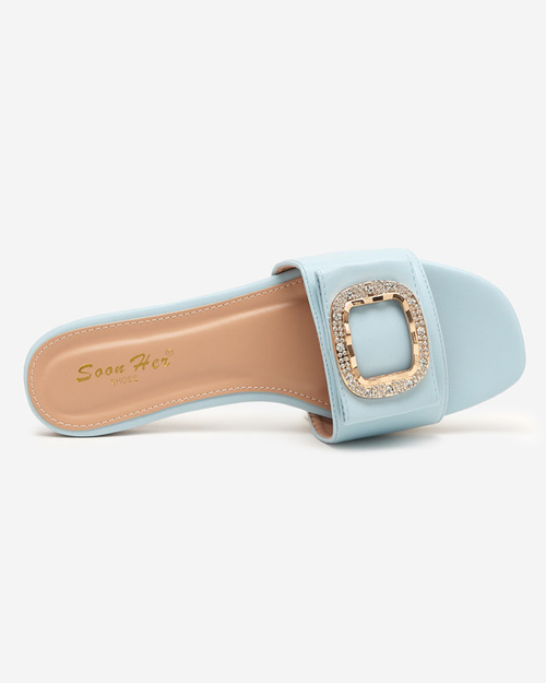 Сині жіночі шльопанці з прикрасою з фіанітів Iteria