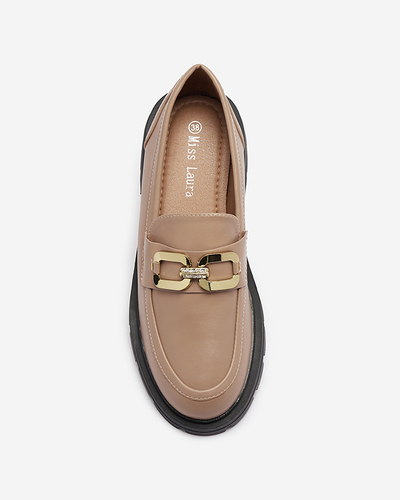 Світло-коричневі жіночі напівчеревики з ланцюжком на носі Zyteria - Взуття