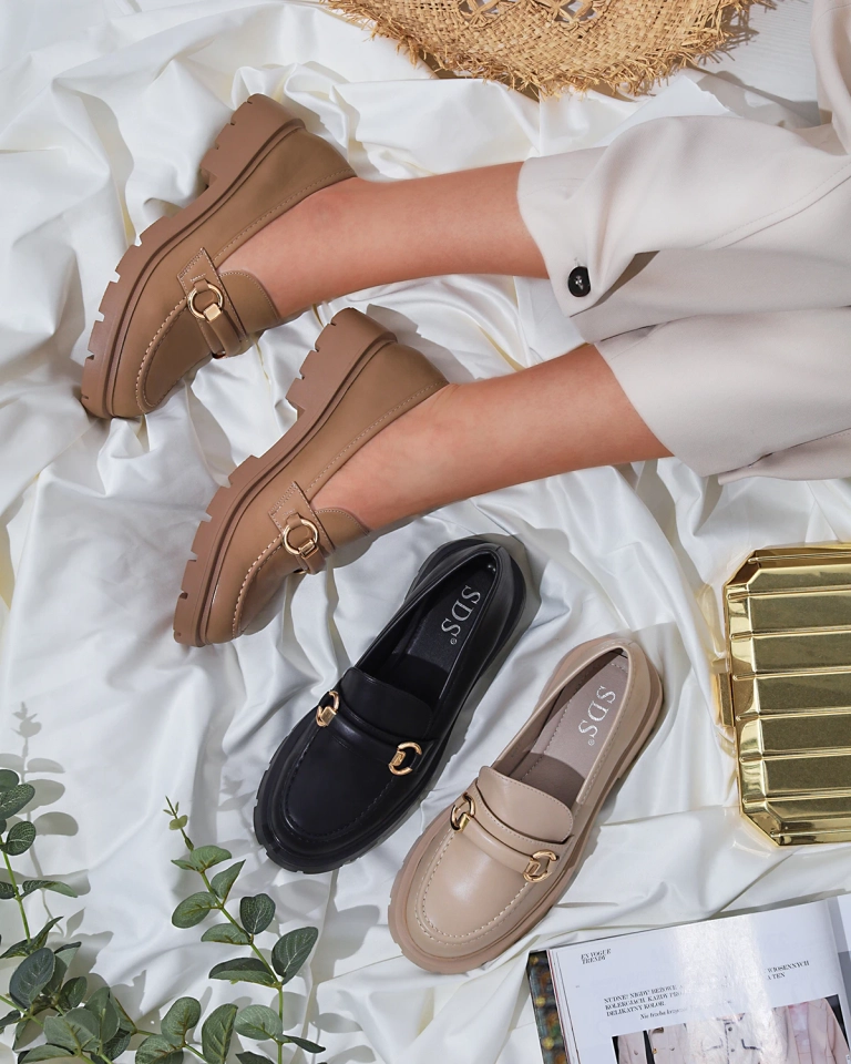 Royalfashion Damen Mokassins in hellbraun Desise