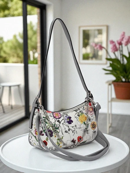 Royalfashion Kleine Damenhandtasche aus Öko-Leder mit Blumenmuster Lily Bloom