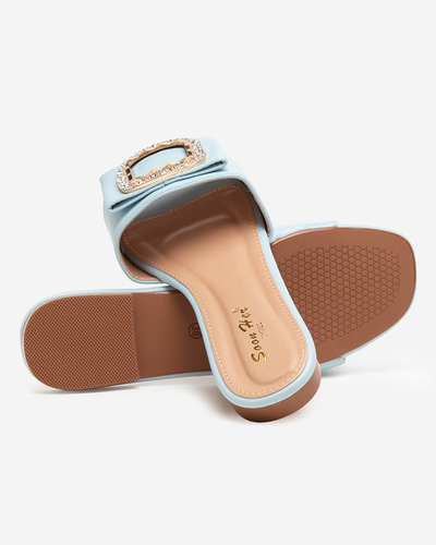 Blaue Damenhausschuhe mit Ornament mit Zirkonia Iteria - Footwear