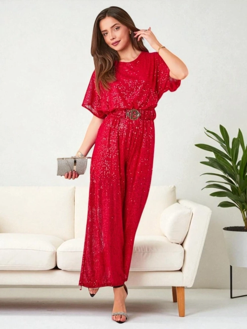 Довгий комбінезон для жінок Royalfashion з пайєтками