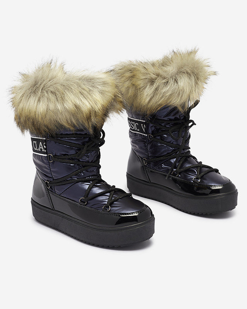 Темно-сині жіночі снігоступи з хутром Lilitsa- Взуття