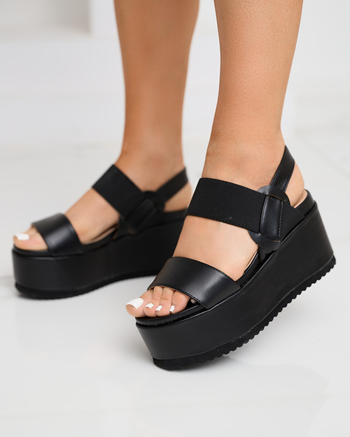 Чорні жіночі босоніжки з еко шкіри на платформі Kosall-Footwear