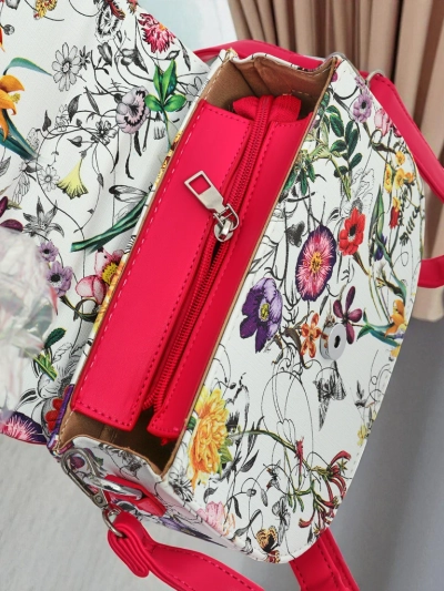 Royalfashion Kleine Damenhandtasche aus Öko-Leder mit Blumenmuster Ori Elle
