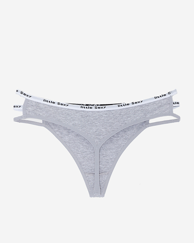 Жіночі сірі бавовняні трусики стринги в смужку - Нижня білизна