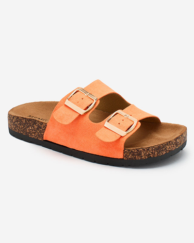 Royalfashion Neonorange Damen Flip-Flops mit Schnallen Foumy