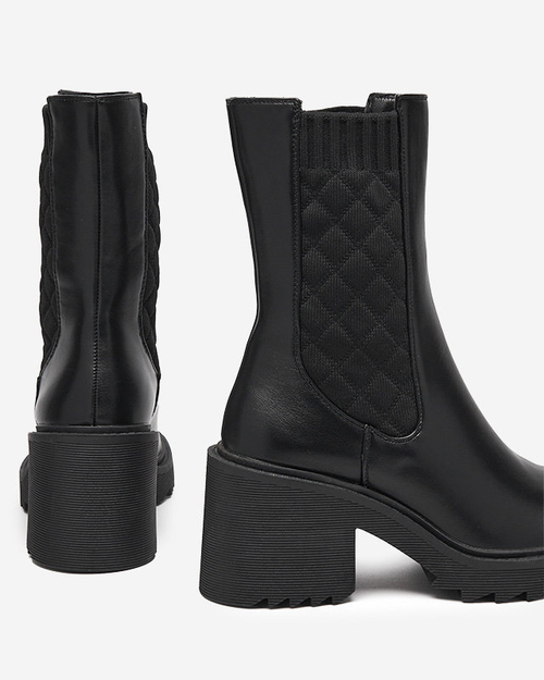 Чорні жіночі чоботи на високих підборах Recheo