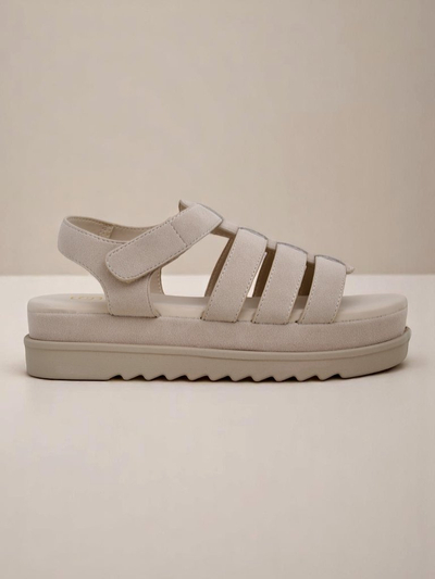 Sandaly Royalfashion - Caligae Beige Wildleder auf Plateau - Ideal für Sommer und Frühling