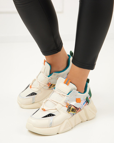 Beige Damen-Sportschuhe mit farbigen Einsätzen Deroni - Footwear