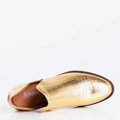 Goldene Schlangenlederschuhe mit Schnitten Pixen - Schuhe