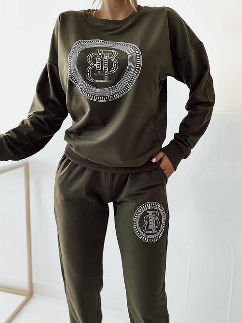 Royalfashion Темно-зелений жіночий світшот з цирконами