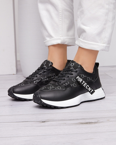 Schwarzer Damen-Sportschuh mit modischem Tentis-Muster - Footwear