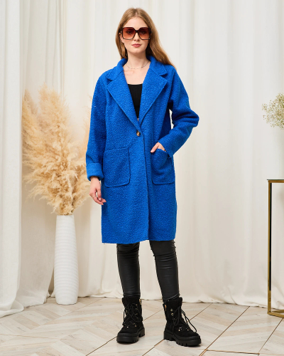 Royalfashion Cobalt Schafsfell Damenmantel