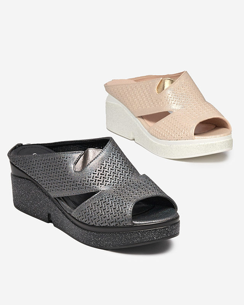 Блискучі жіночі тапочки кольору графіт Dosamis- Footwear