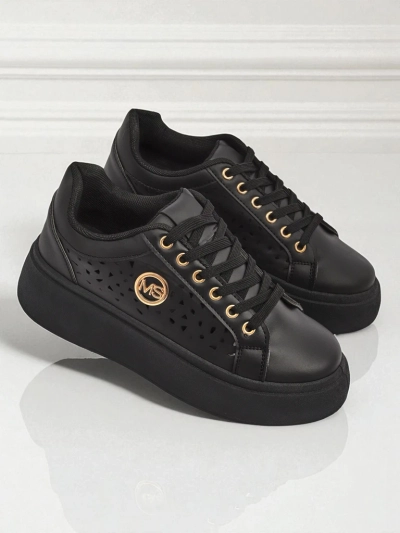Aurelia Nero - Schwarze Royalfashion Plateauschuhe aus Öko-Leder, Modell LH201-8