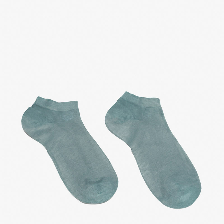 Blaue und grüne Bambus-Söckchen für Damen mit Stickerei - Unterwäsche