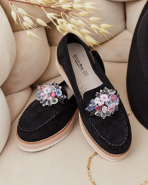 Мокасини Royalfashion з різнокольоровим камінням Restea