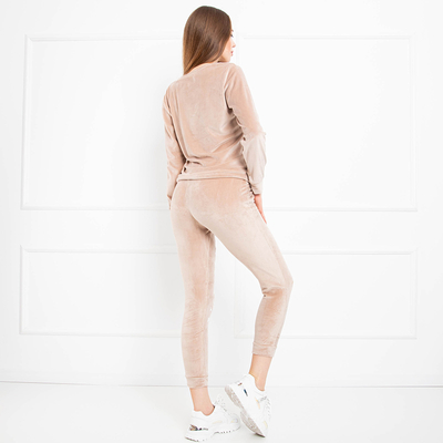 Beige Velours-Trainingsanzug-Set für Damen - Kleidung