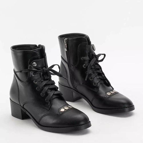 OUTLET Чорні жіночі ботильйони на плоскому каблуці Rinta - Взуття