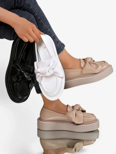 Royalfashion Elegante Damenmokassins mit einer Schleife Ortto