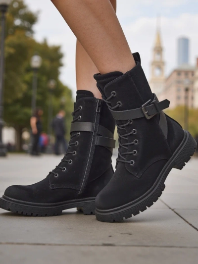 Schwarze Damen-Arbeitsstiefeletten Miros