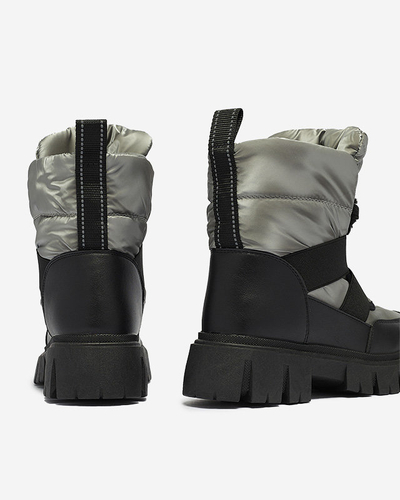 Damen-Schneestiefel auf flacher Sohle in schwarz-grau Ferory- Footwear