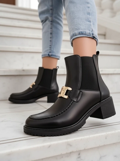 Royalfashion Damen Stiefeletten mit niedrigem Absatz Ewios