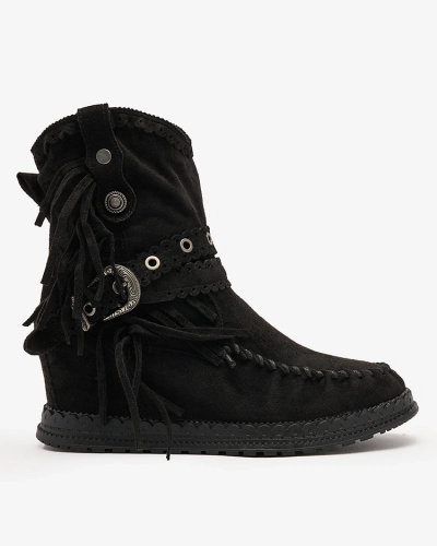 Royalfashion Schwarze Damenstiefel mit verstecktem Anker Dibisa