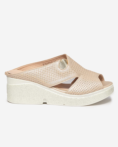 Блискучі жіночі бежеві тапочки Dosamis- Взуття