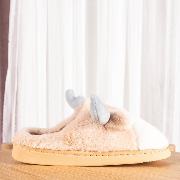 Beige Rentierpantoffeln Sweet Reindeer - Footwear
